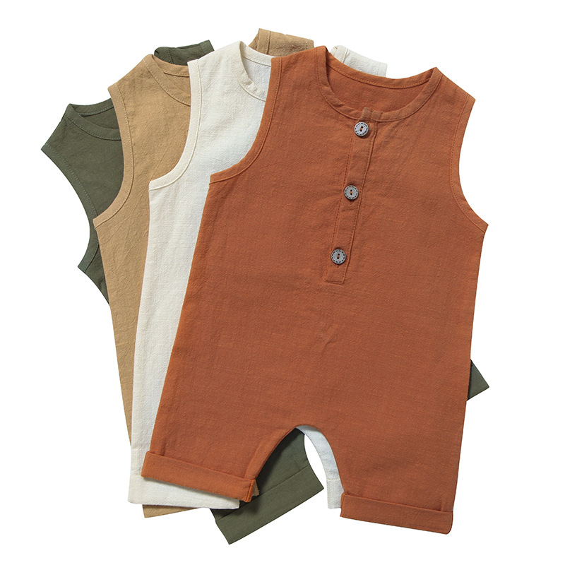 Baby Summer Linen Sleeveless Jumpsuit - Zomer Baby Jongens Meisjes Rompers Peuter