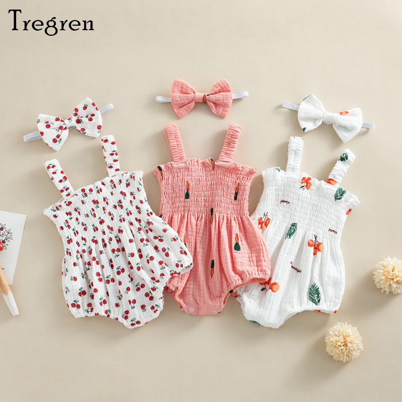 Baby Summer Linen Sleeveless Jumpsuit - Tregren Baby Meisjes Rompertjes Zomer Pasgeboren