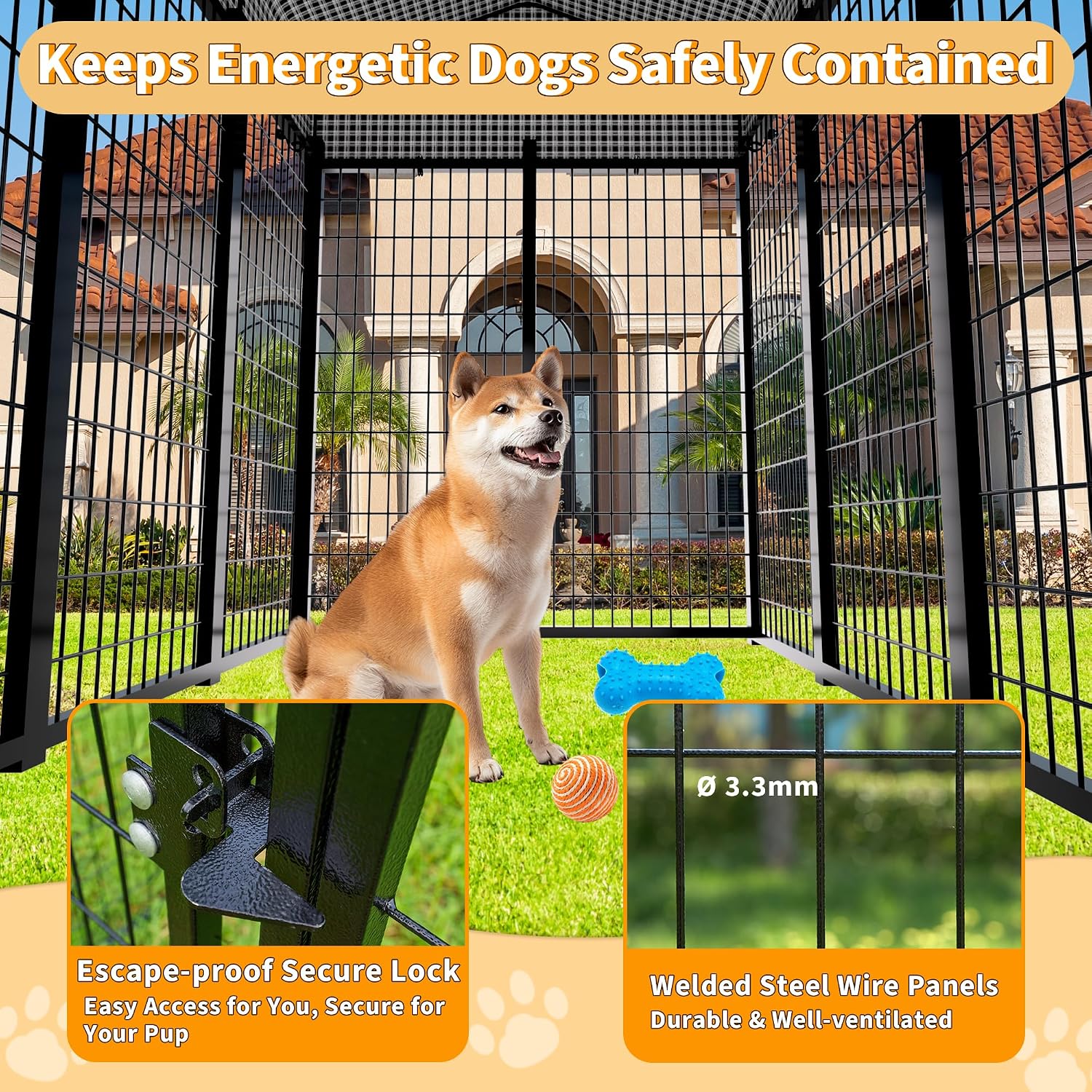 Robuuste hondenkennel met dak, - Feeding recensie en prijs