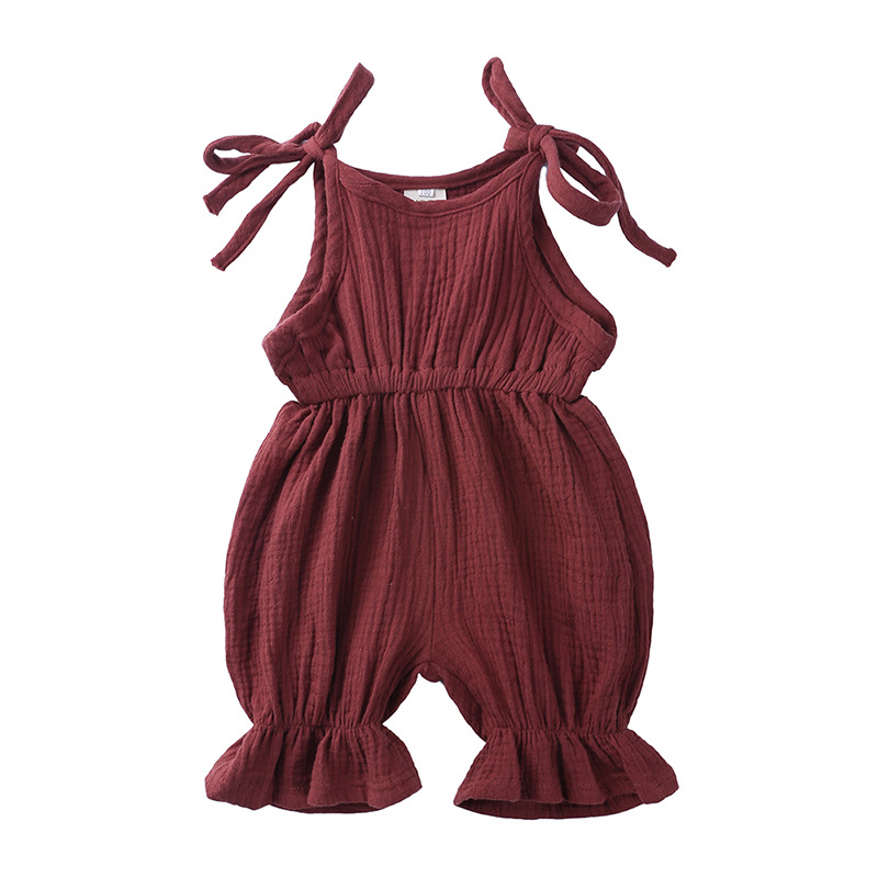 Zomer outfits baby meisje kled - Baby Summer Linen Sleeveless Jumpsuit recensie en prijs